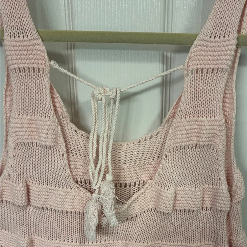 Women's Pink Crochet Knit Tank Top - Picture 2 of 4